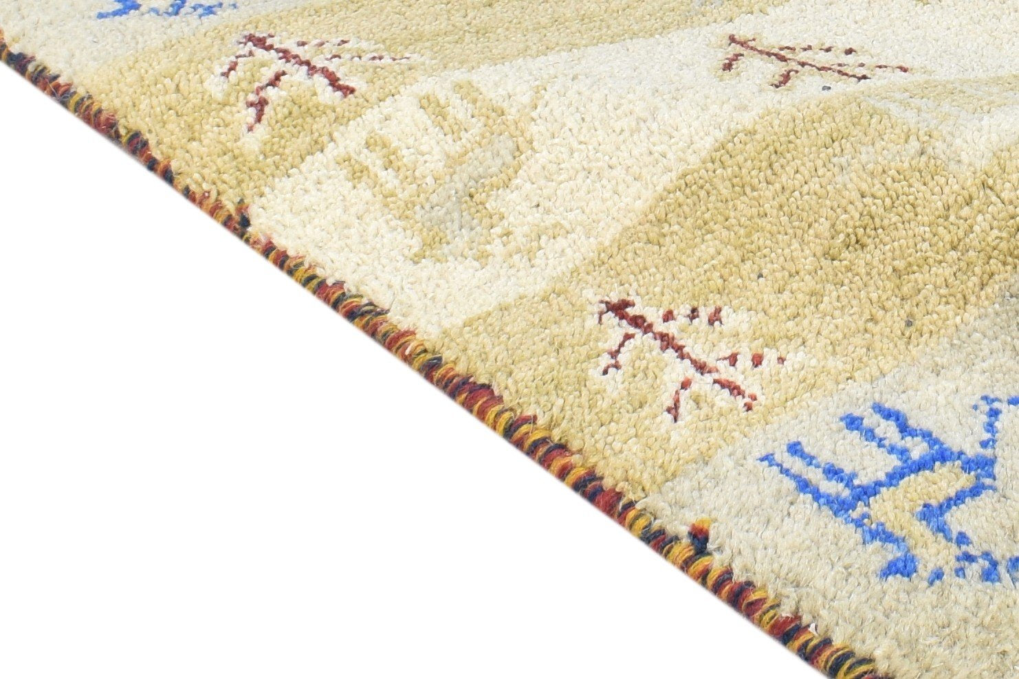 1' X 2' Rug Wool Beige Southwestern Hand Knotted American Tribal Small Carpet 7865061474453