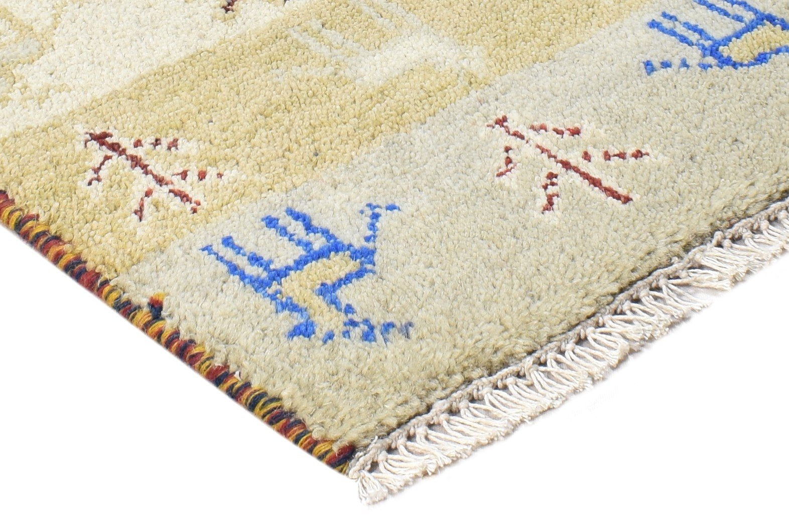 1' X 2' Rug Wool Beige Southwestern Hand Knotted American Tribal Small Carpet 7865061474453