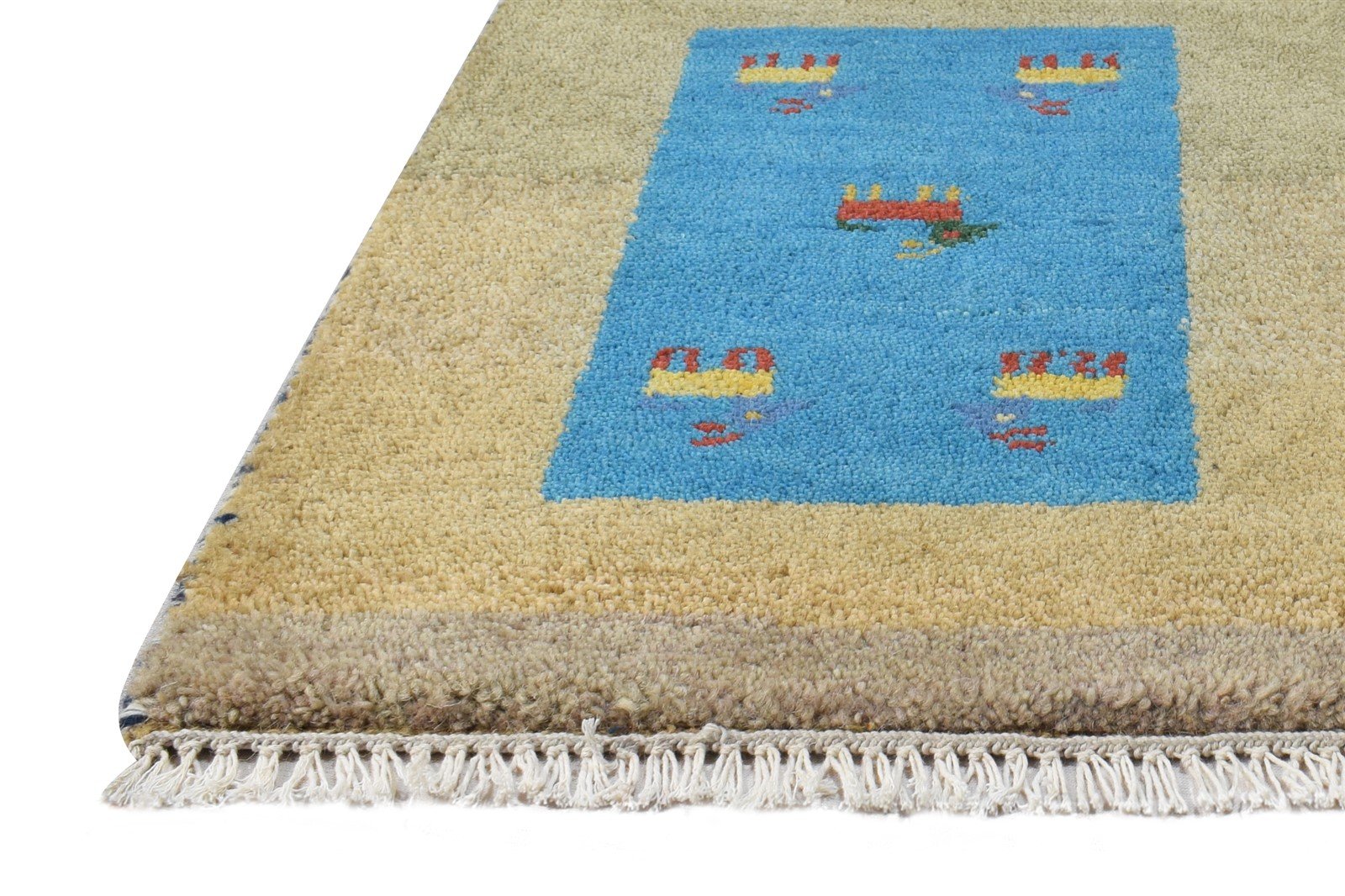 1' X 2' Rug Wool Beige Southwestern Hand Knotted American Tribal Small Carpet 7865090375829
