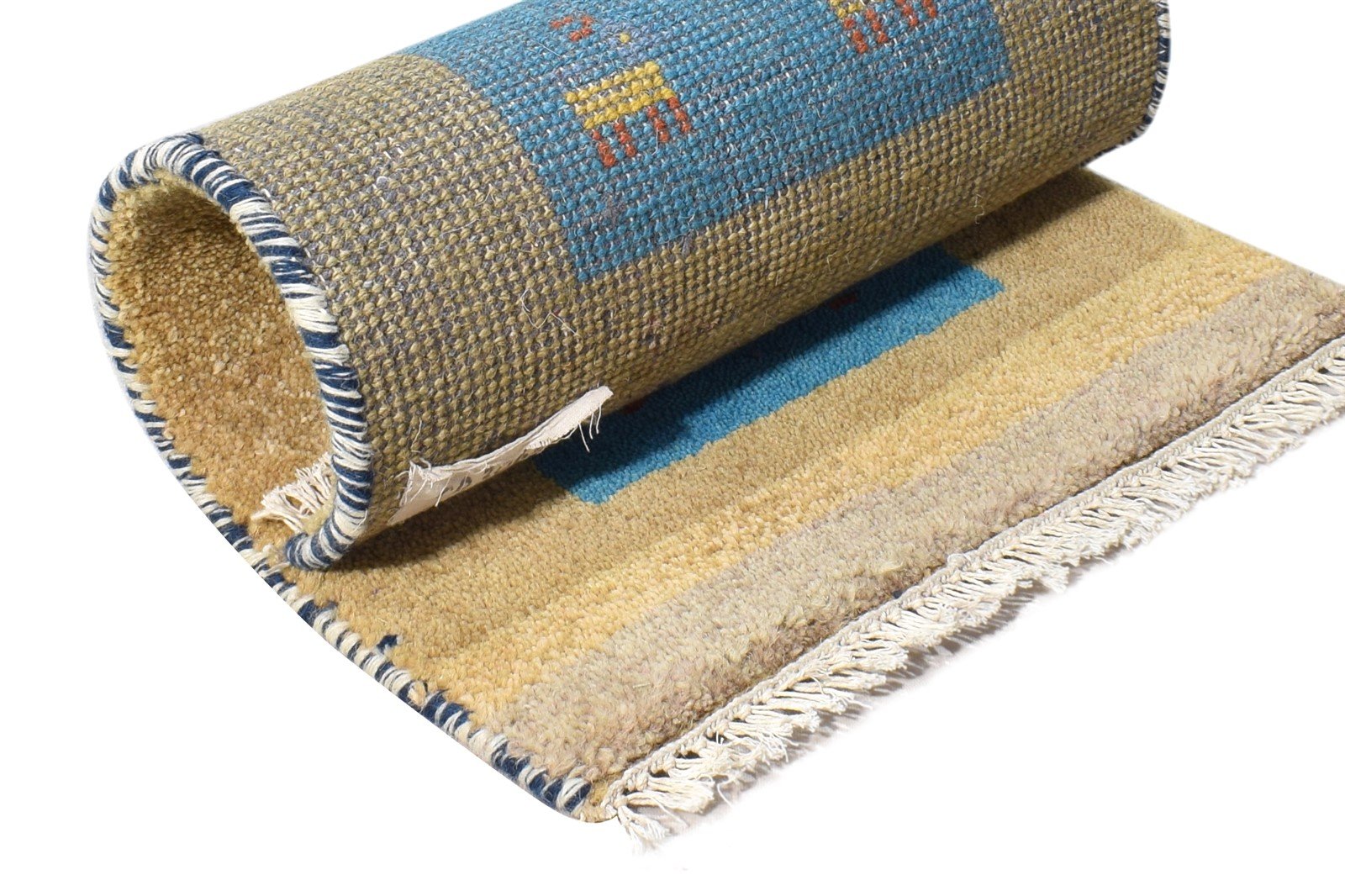 1' X 2' Rug Wool Beige Southwestern Hand Knotted American Tribal Small Carpet 7865090375829
