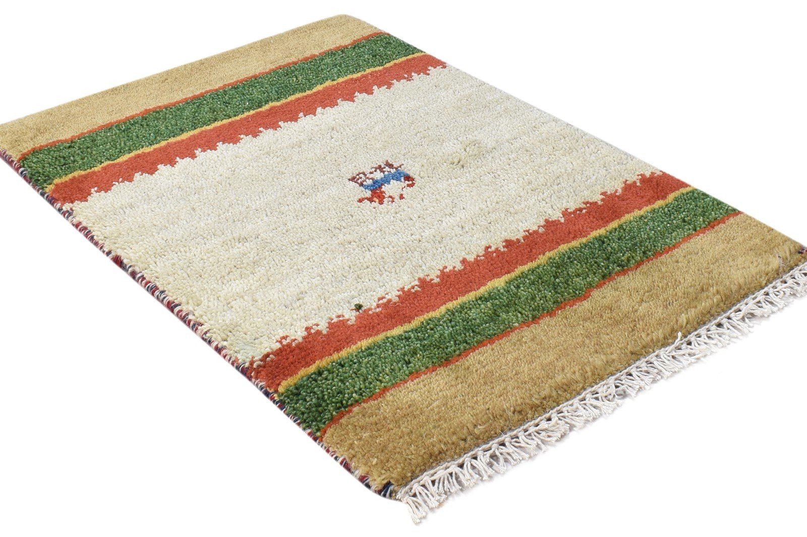 1' X 2' Rug Wool Beige Southwestern Hand Knotted Gabbeh Tribal Small Carpet 7865099124885