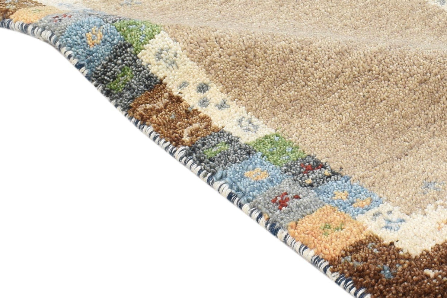 1' X 2' Rug Wool Beige Southwestern Hand Knotted Gabbeh Tribal Small Carpet 7865099878549
