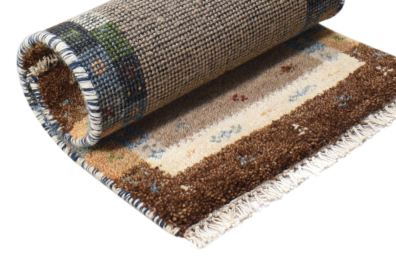1' X 2' Rug Wool Beige Southwestern Hand Knotted Gabbeh Tribal Small Carpet 7865099878549