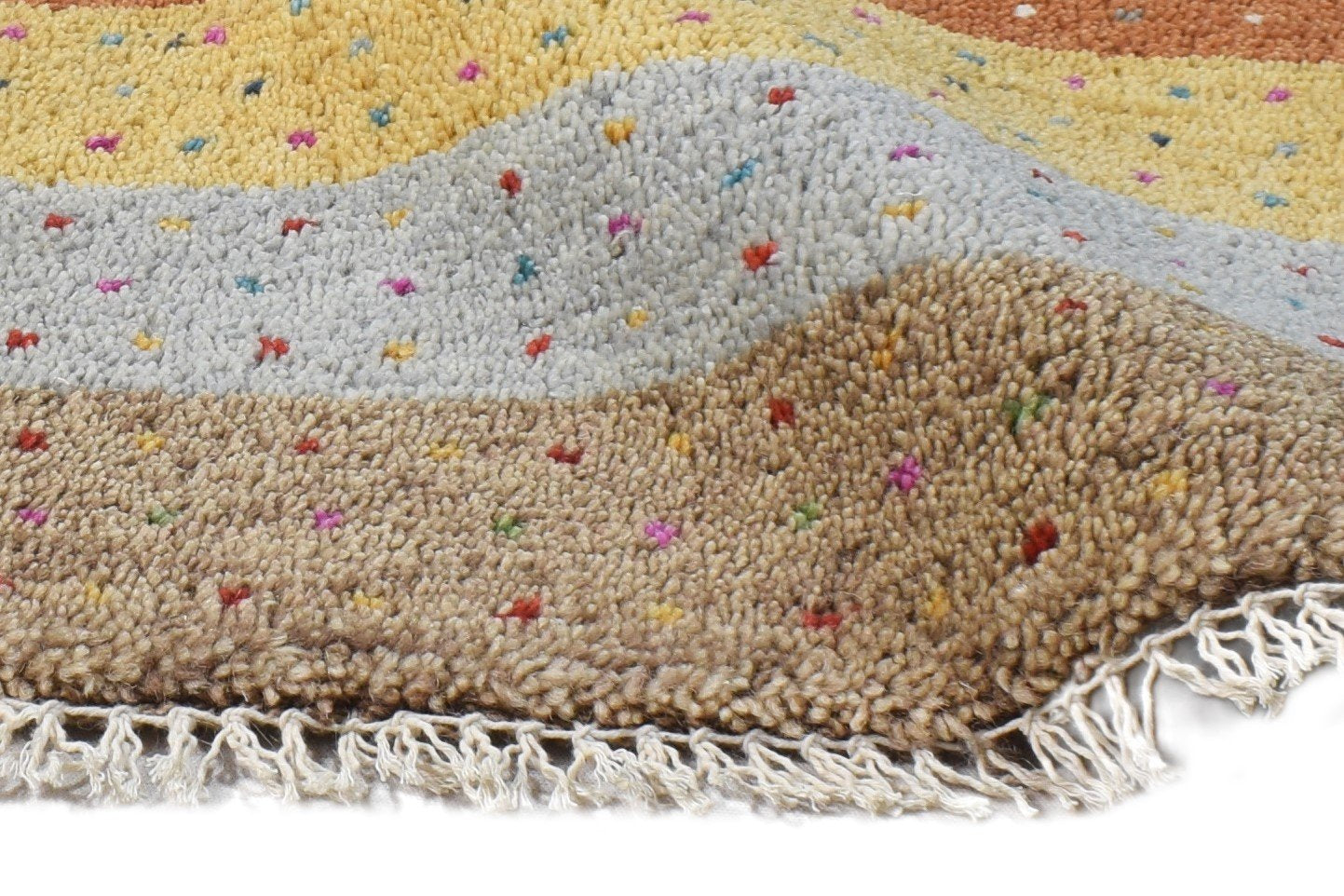 1' X 2' Rug Wool Beige Southwestern Hand Knotted Gabbeh Tribal Small Carpet 7865096011925
