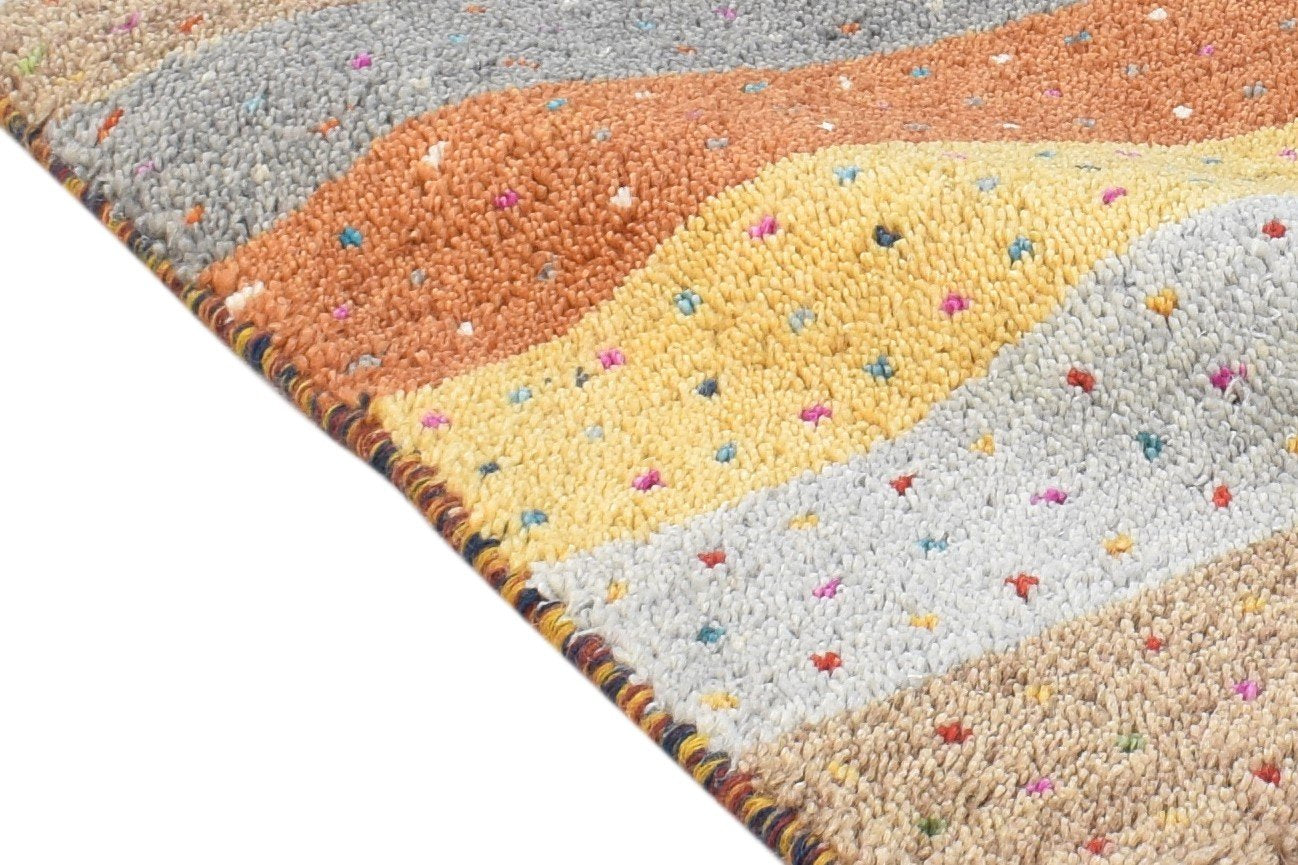1' X 2' Rug Wool Beige Southwestern Hand Knotted Gabbeh Tribal Small Carpet 7865096011925
