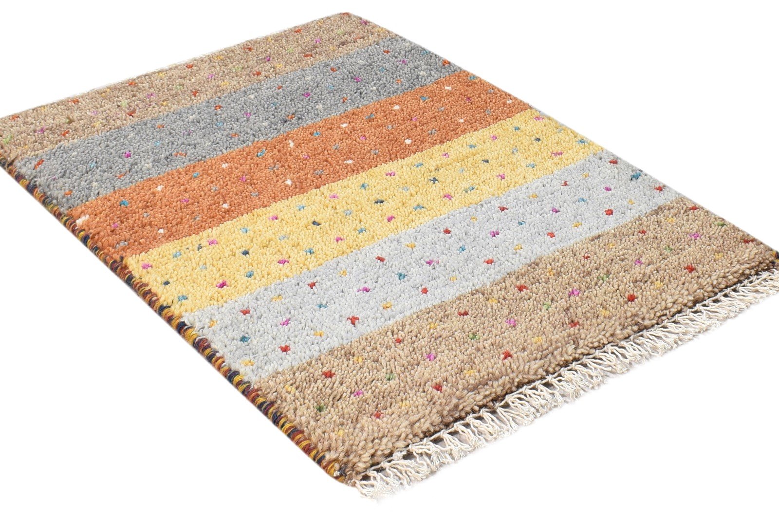 1' X 2' Rug Wool Beige Southwestern Hand Knotted Gabbeh Tribal Small Carpet 7865096011925
