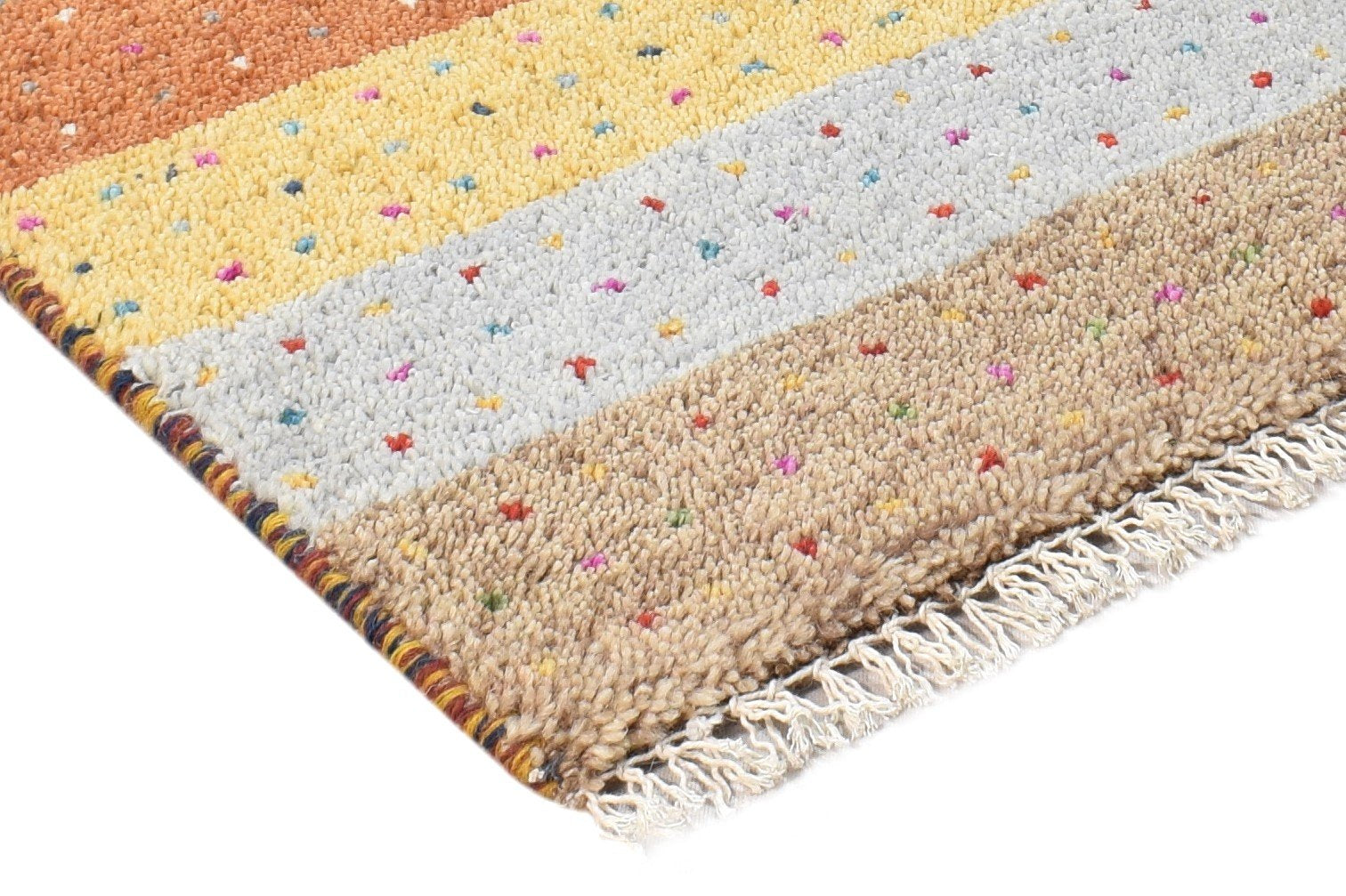 1' X 2' Rug Wool Beige Southwestern Hand Knotted Gabbeh Tribal Small Carpet 7865096011925