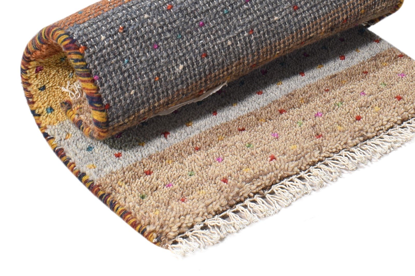 1' X 2' Rug Wool Beige Southwestern Hand Knotted Gabbeh Tribal Small Carpet 7865096011925