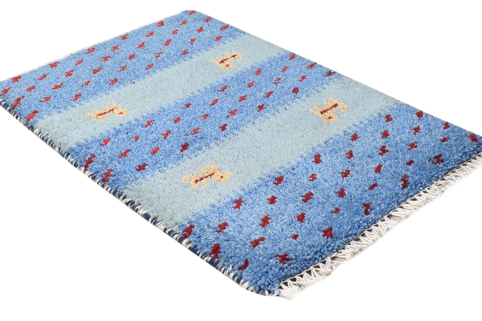 1' X 2' Rug Wool Blue Modern Hand Knotted American Tribal Small Carpet 7865186386069