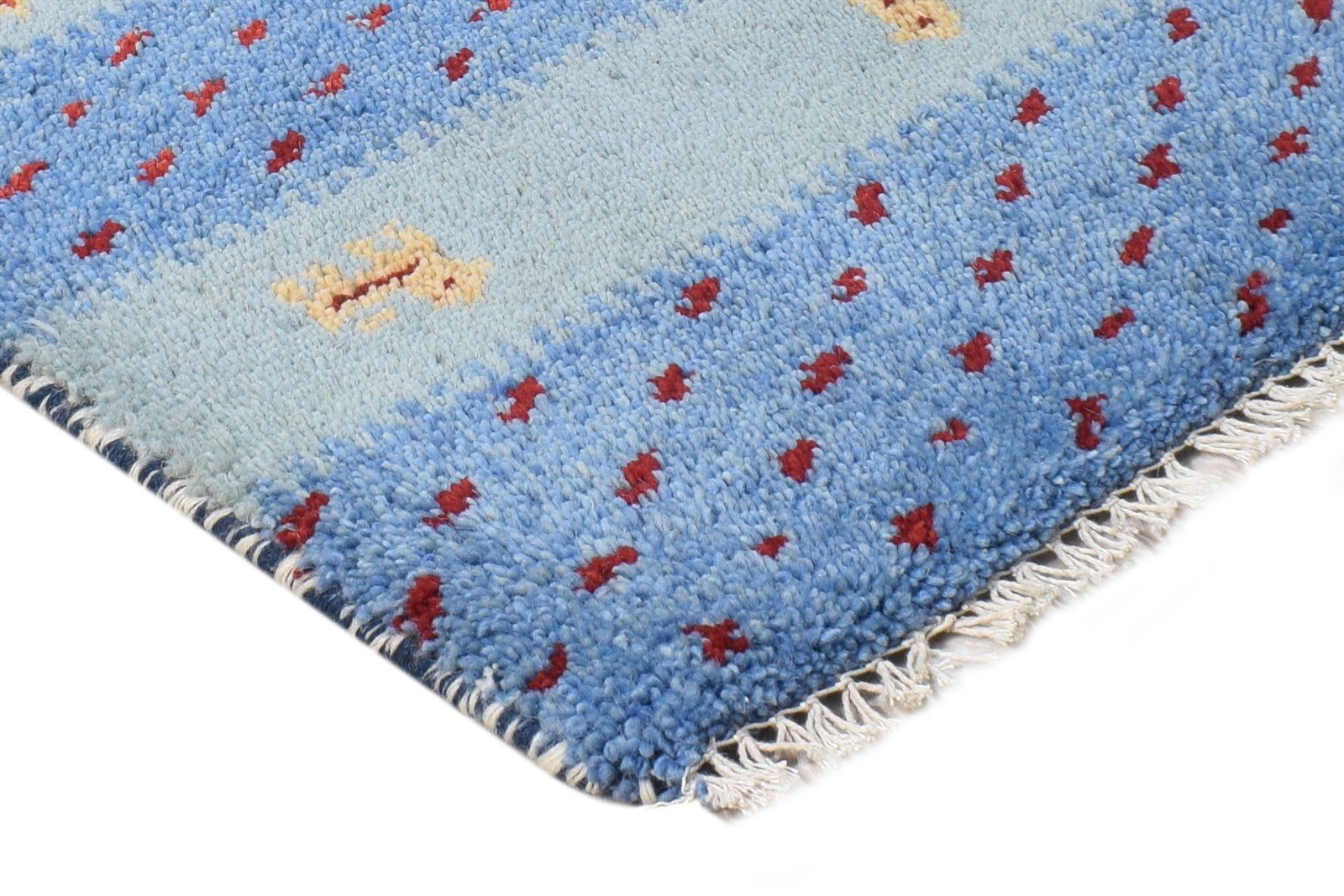 1' X 2' Rug Wool Blue Modern Hand Knotted American Tribal Small Carpet 7865186386069