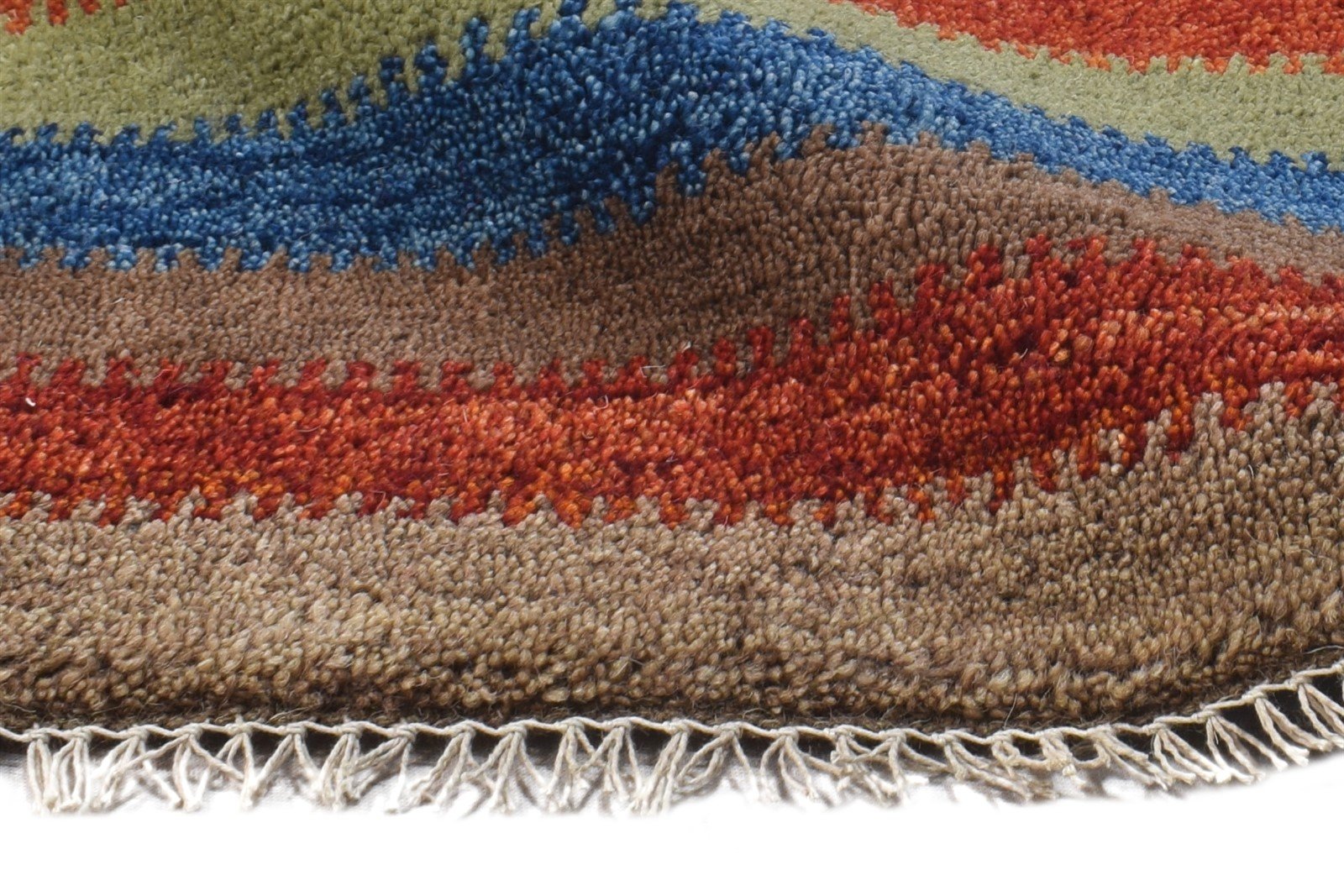 Vinni 1' X 2' Rug Wool Brown Southwestern Hand Knotted Gabbeh Striped 7865083461781
