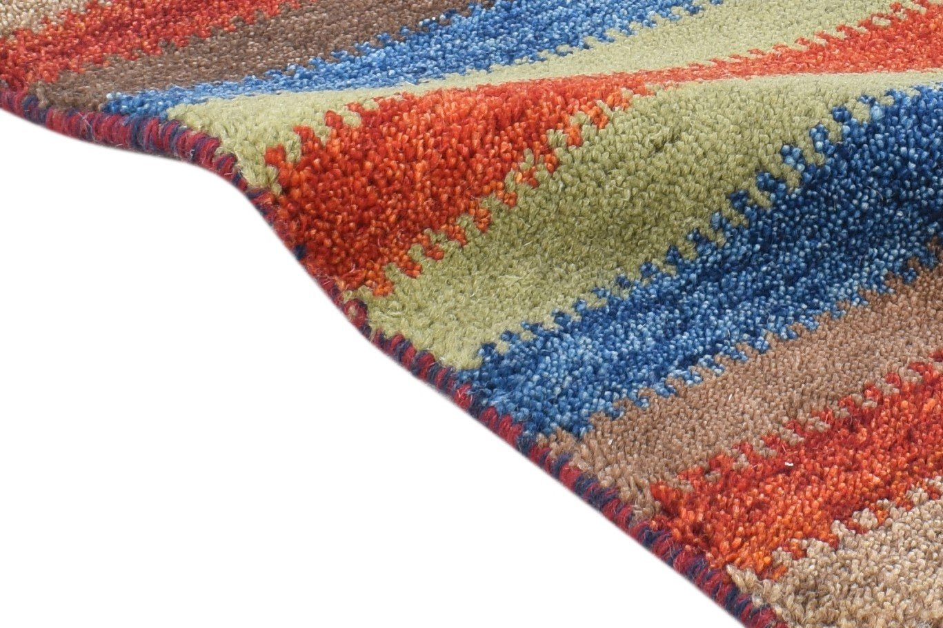 Vinni 1' X 2' Rug Wool Brown Southwestern Hand Knotted Gabbeh Striped 7865083461781