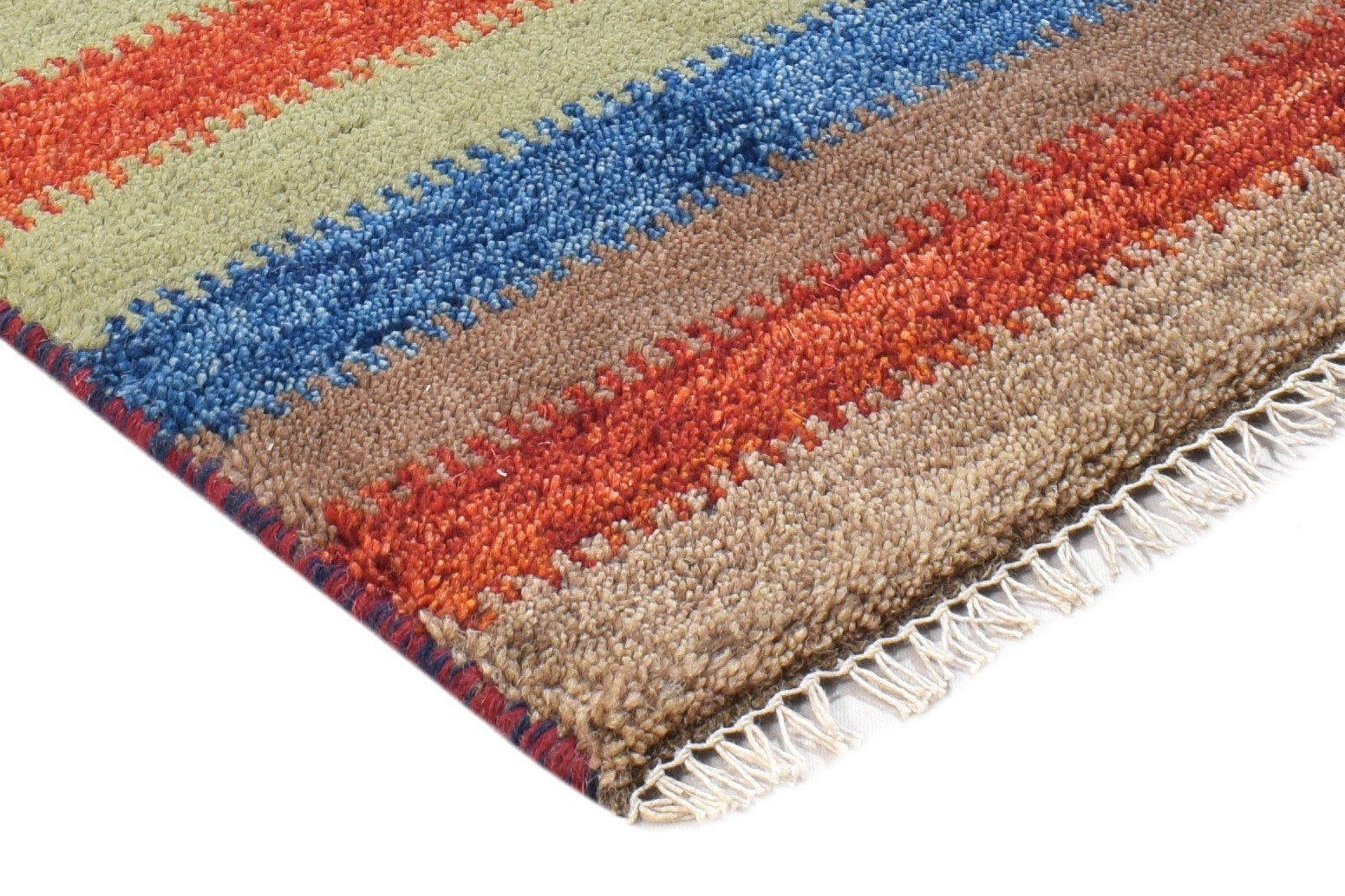 Vinni 1' X 2' Rug Wool Brown Southwestern Hand Knotted Gabbeh Striped 7865083461781