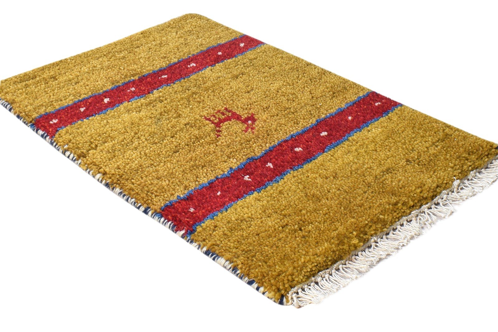1' X 2' Rug Wool Gold Persian Hand Knotted Southwestern Tribal Small Carpet 7865183600789