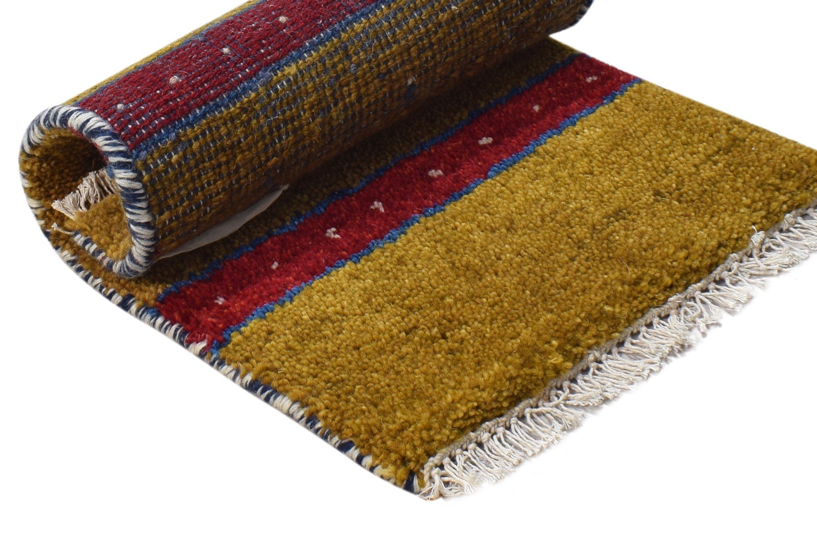 1' X 2' Rug Wool Gold Persian Hand Knotted Southwestern Tribal Small Carpet 7865183600789