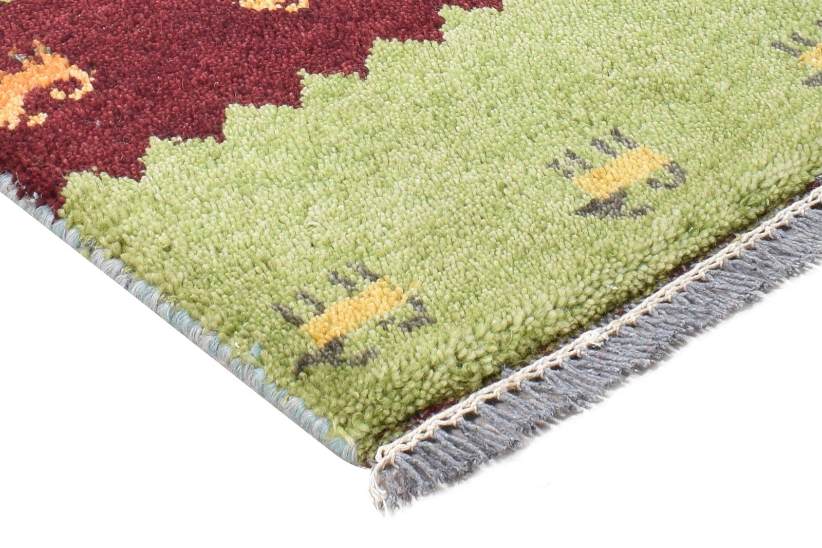 Corilla 1' X 2' Rug Wool Green Southwestern Hand Knotted American Tribal 7865089982613