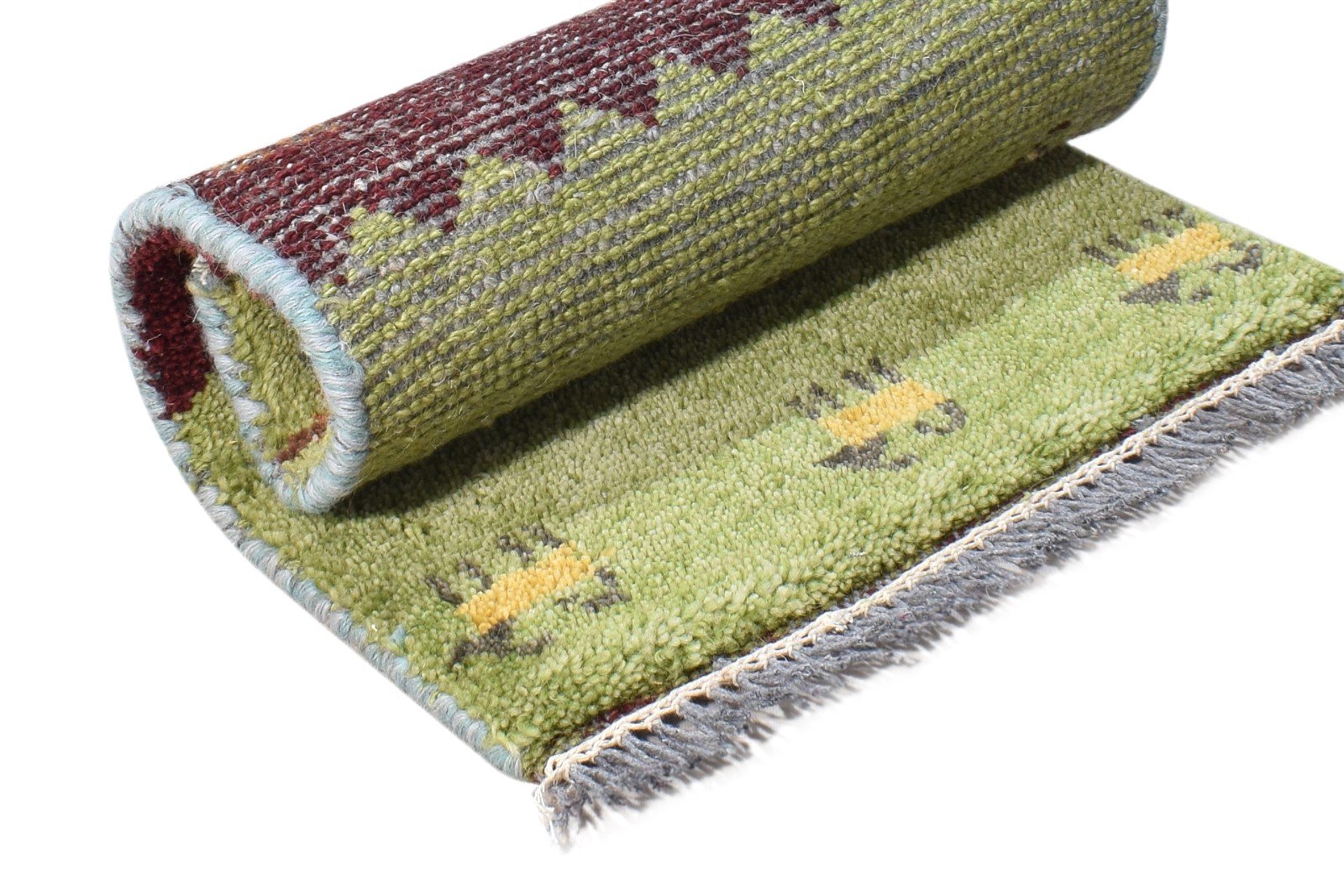 Corilla 1' X 2' Rug Wool Green Southwestern Hand Knotted American Tribal 7865089982613
