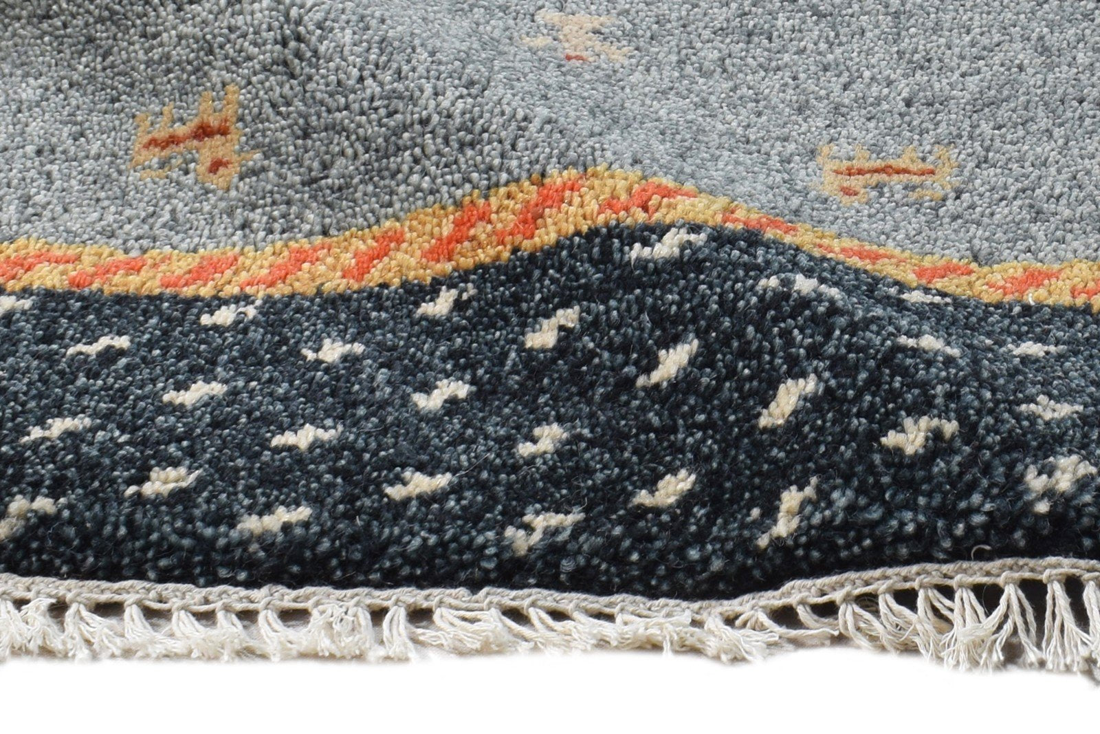1' X 2' Rug Wool Grey Persian Hand Knotted Southwestern Tribal Small Carpet 7865182453909