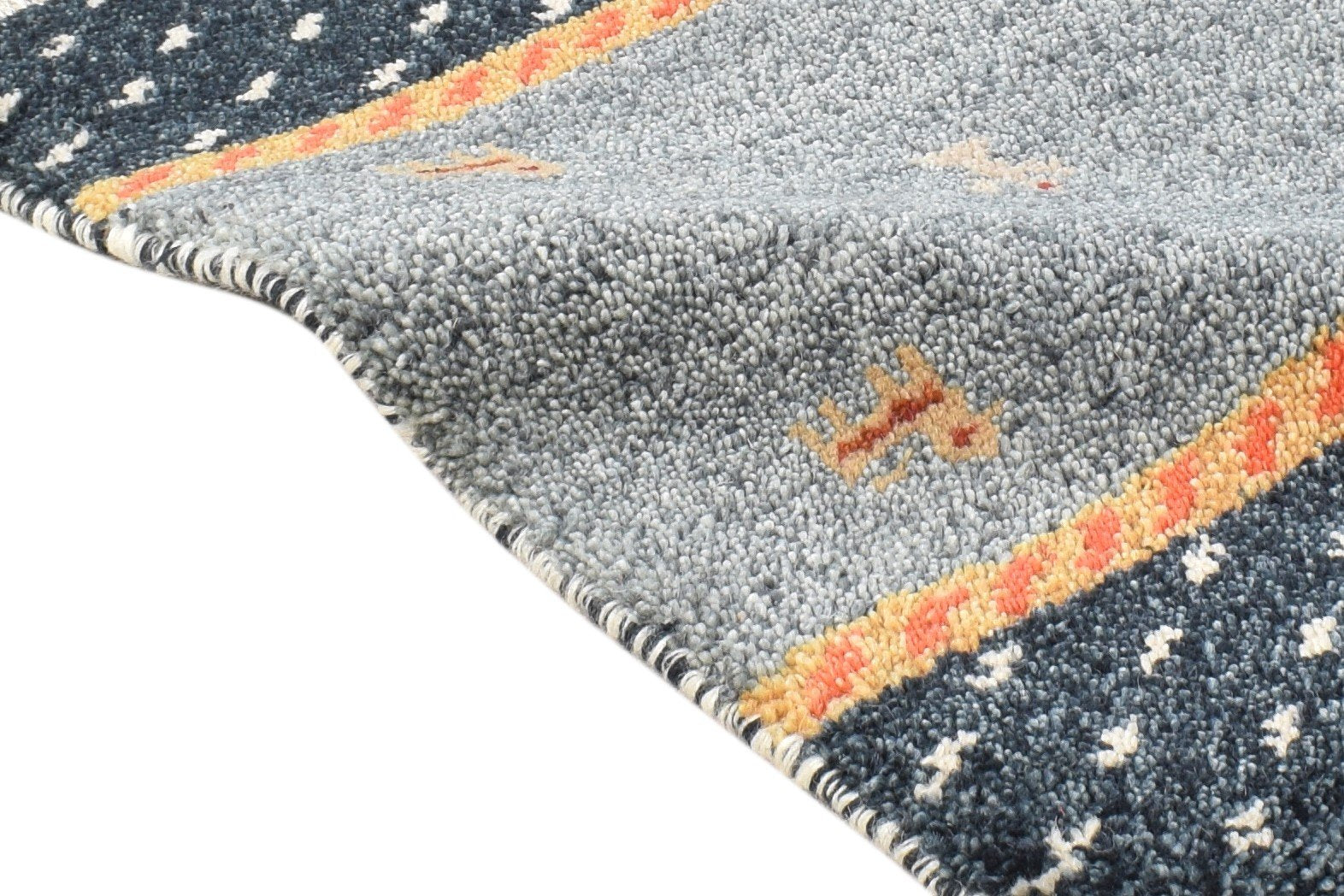 1' X 2' Rug Wool Grey Persian Hand Knotted Southwestern Tribal Small Carpet 7865182453909