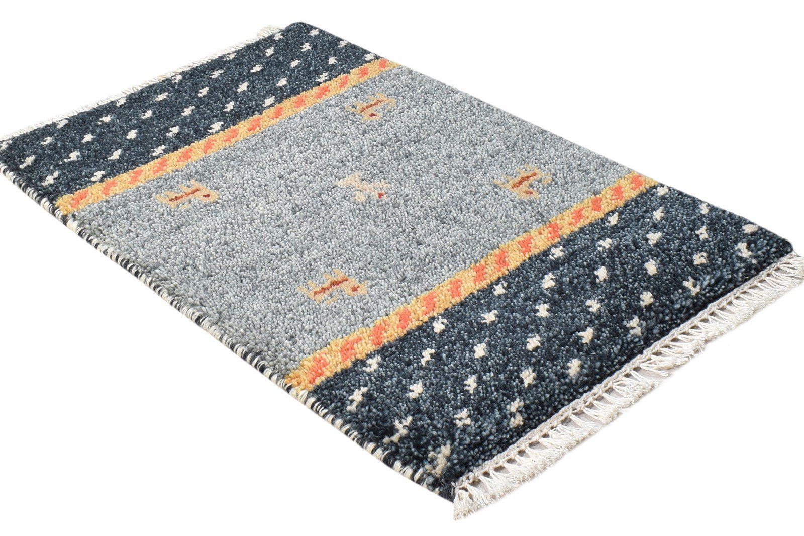 1' X 2' Rug Wool Grey Persian Hand Knotted Southwestern Tribal Small Carpet 7865182453909