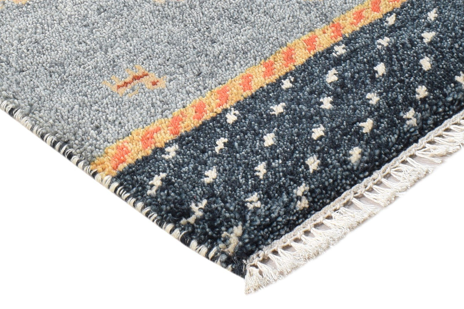 1' X 2' Rug Wool Grey Persian Hand Knotted Southwestern Tribal Small Carpet 7865182453909