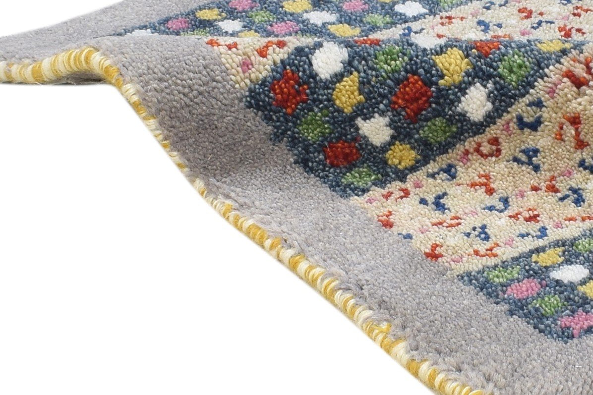 1' X 2' Rug Wool Grey Tribal Hand Knotted Gabbeh Southwestern Small Carpet 7864501502101
