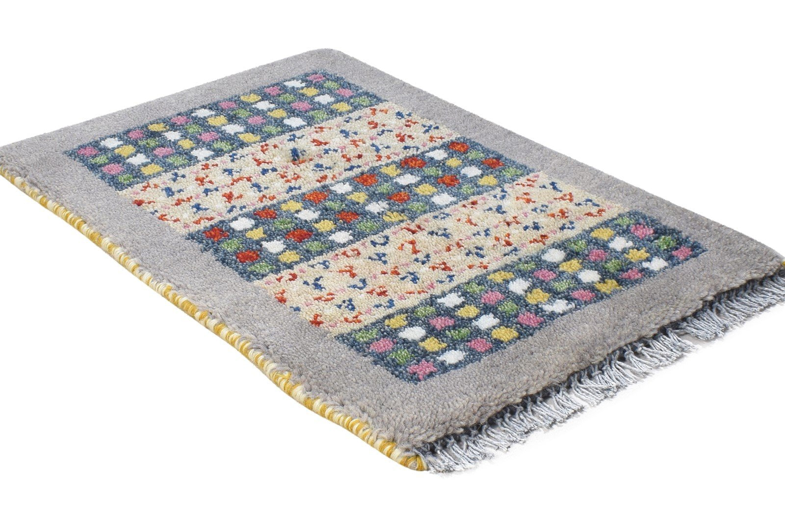 1' X 2' Rug Wool Grey Tribal Hand Knotted Gabbeh Southwestern Small Carpet 7864501502101