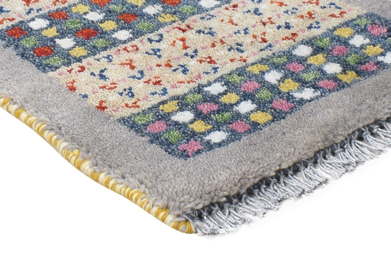 1' X 2' Rug Wool Grey Tribal Hand Knotted Gabbeh Southwestern Small Carpet 7864501502101