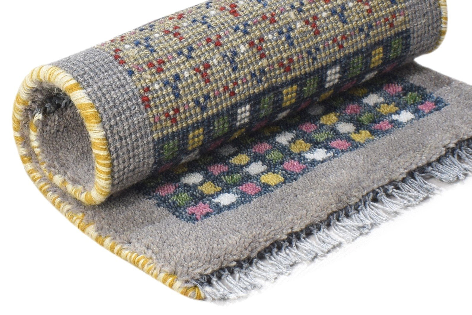 1' X 2' Rug Wool Grey Tribal Hand Knotted Gabbeh Southwestern Small Carpet 7864501502101