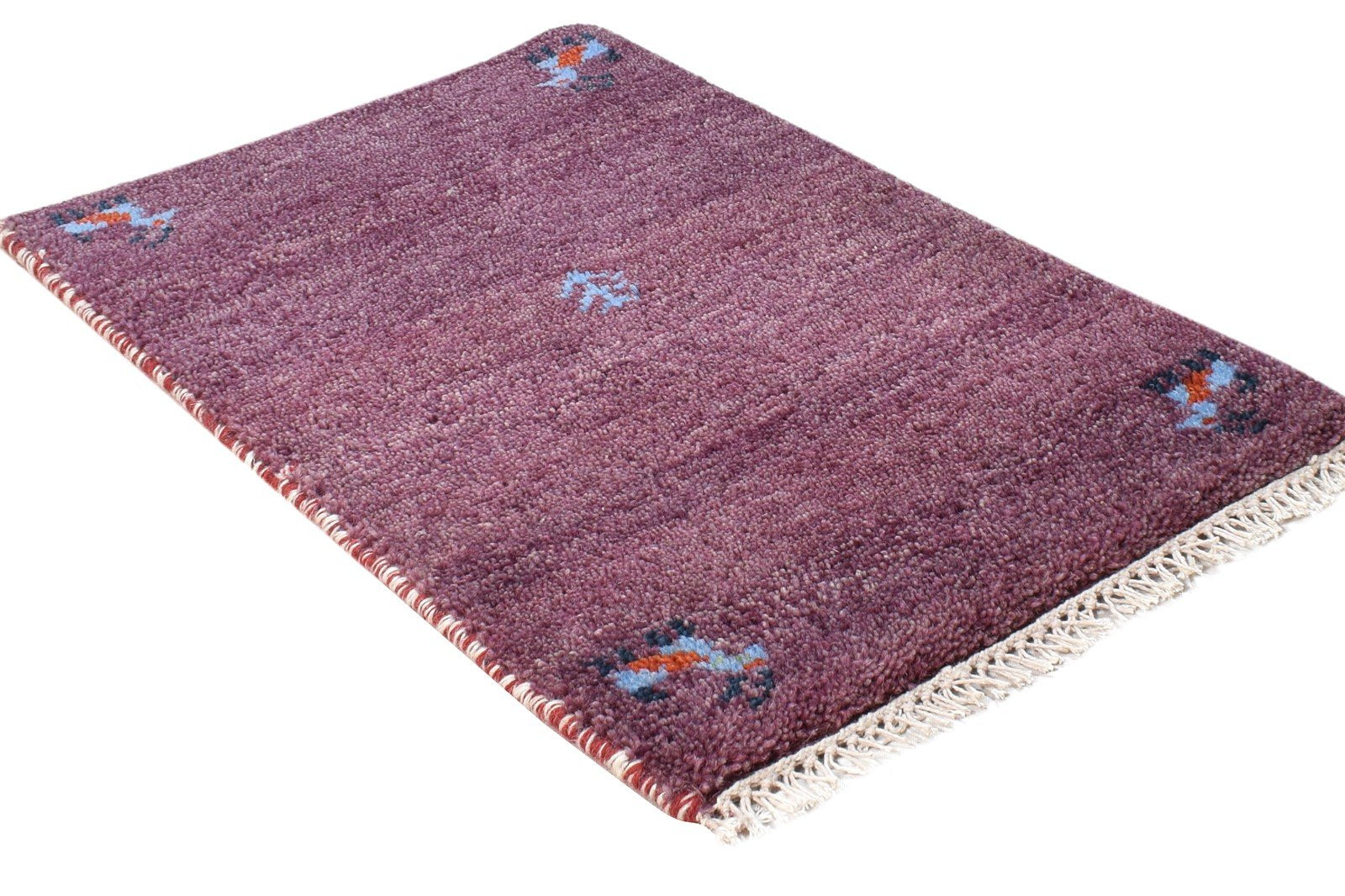 1' X 2' Rug Wool Purple Southwestern Hand Knotted Gabbeh Tribal Small Carpet 7865096306837