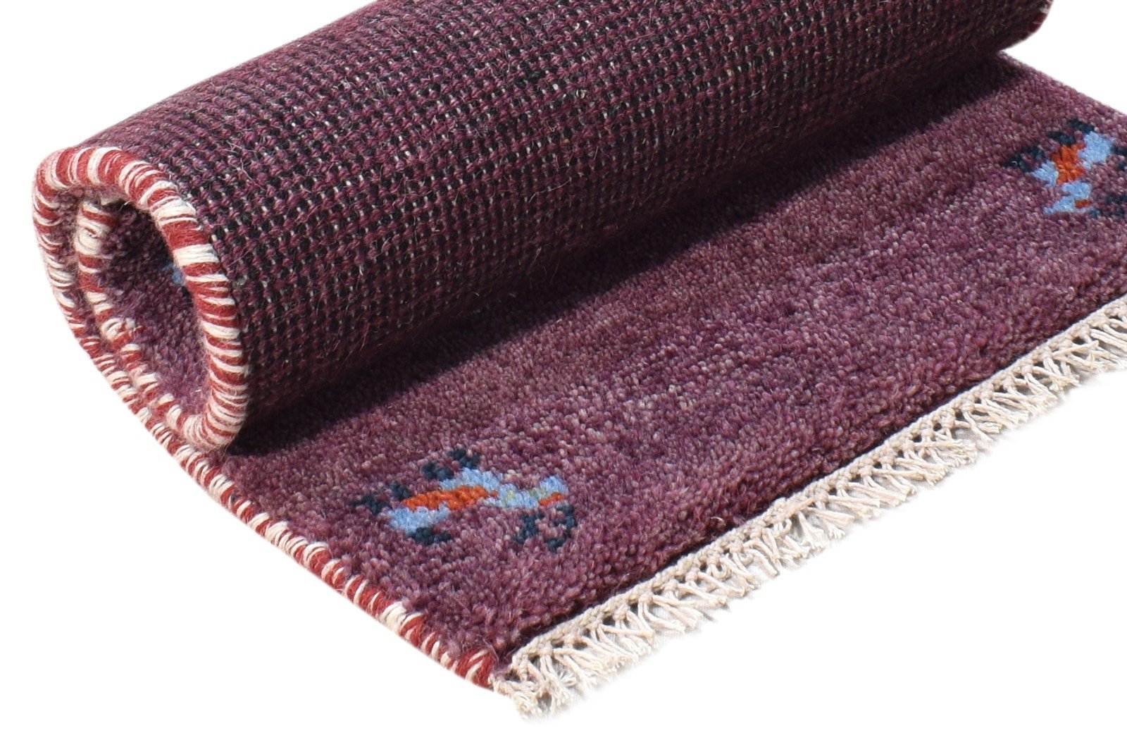1' X 2' Rug Wool Purple Southwestern Hand Knotted Gabbeh Tribal Small Carpet 7865096306837