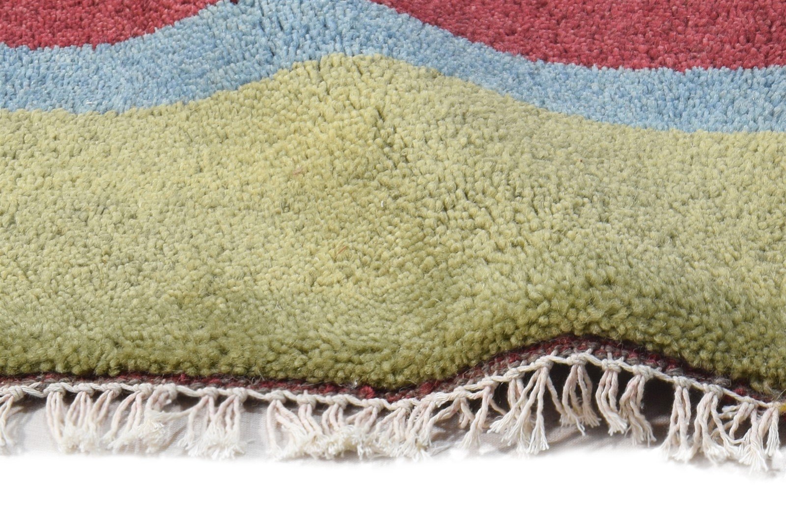 1' X 2' Rug Wool Red Southwestern Hand Knotted Gabbeh Striped Small Carpet 7865059115157