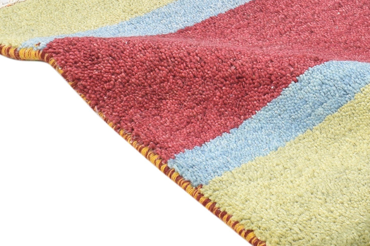 1' X 2' Rug Wool Red Southwestern Hand Knotted Gabbeh Striped Small Carpet 7865059115157