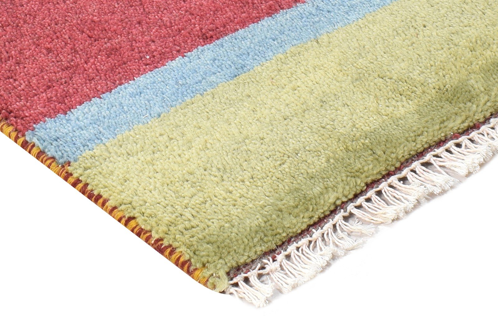 1' X 2' Rug Wool Red Southwestern Hand Knotted Gabbeh Striped Small Carpet 7865059115157
