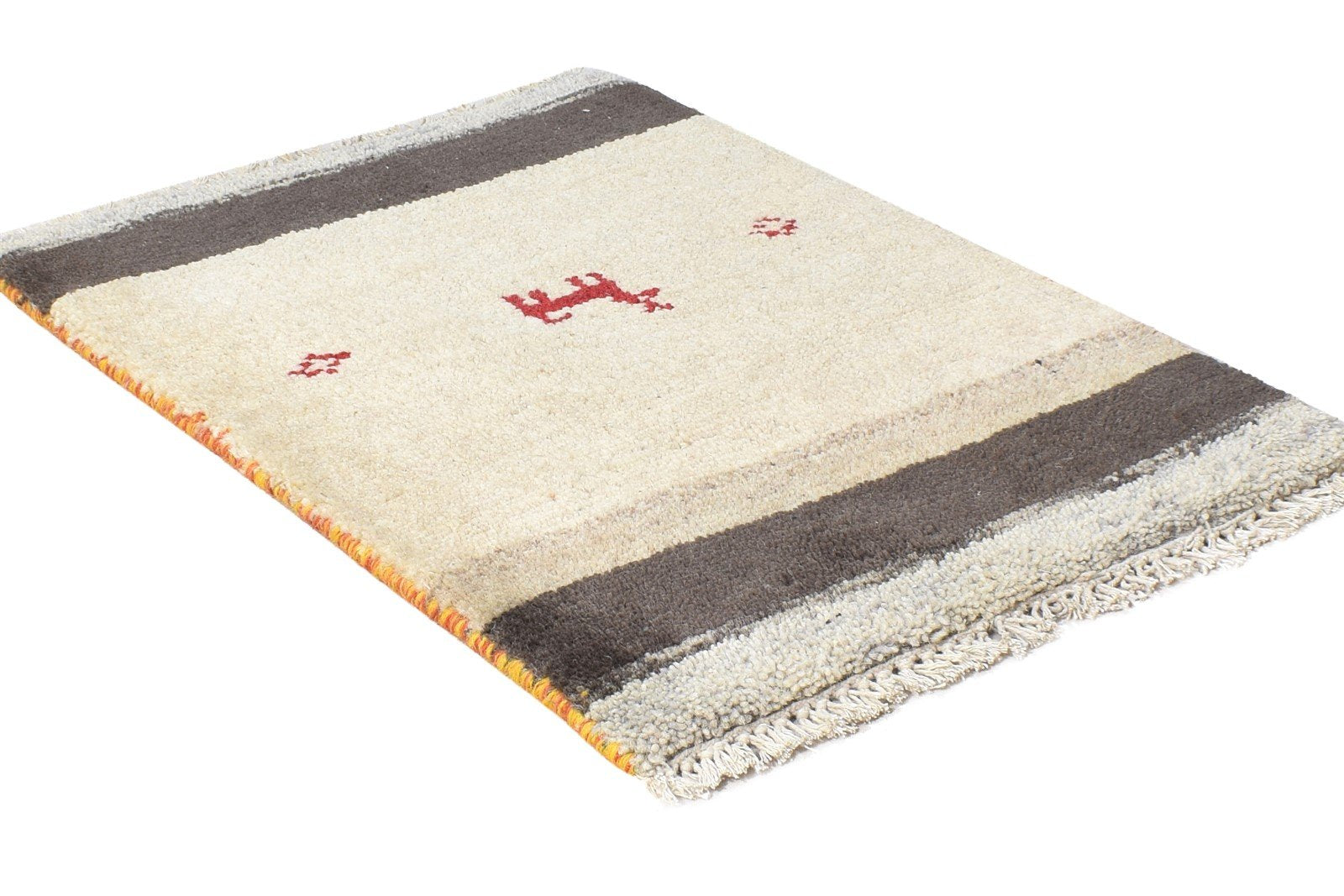 1' X 2' Rug Wool Sand Tribal Hand Knotted Gabbeh Southwestern Small Carpet 7864509300885