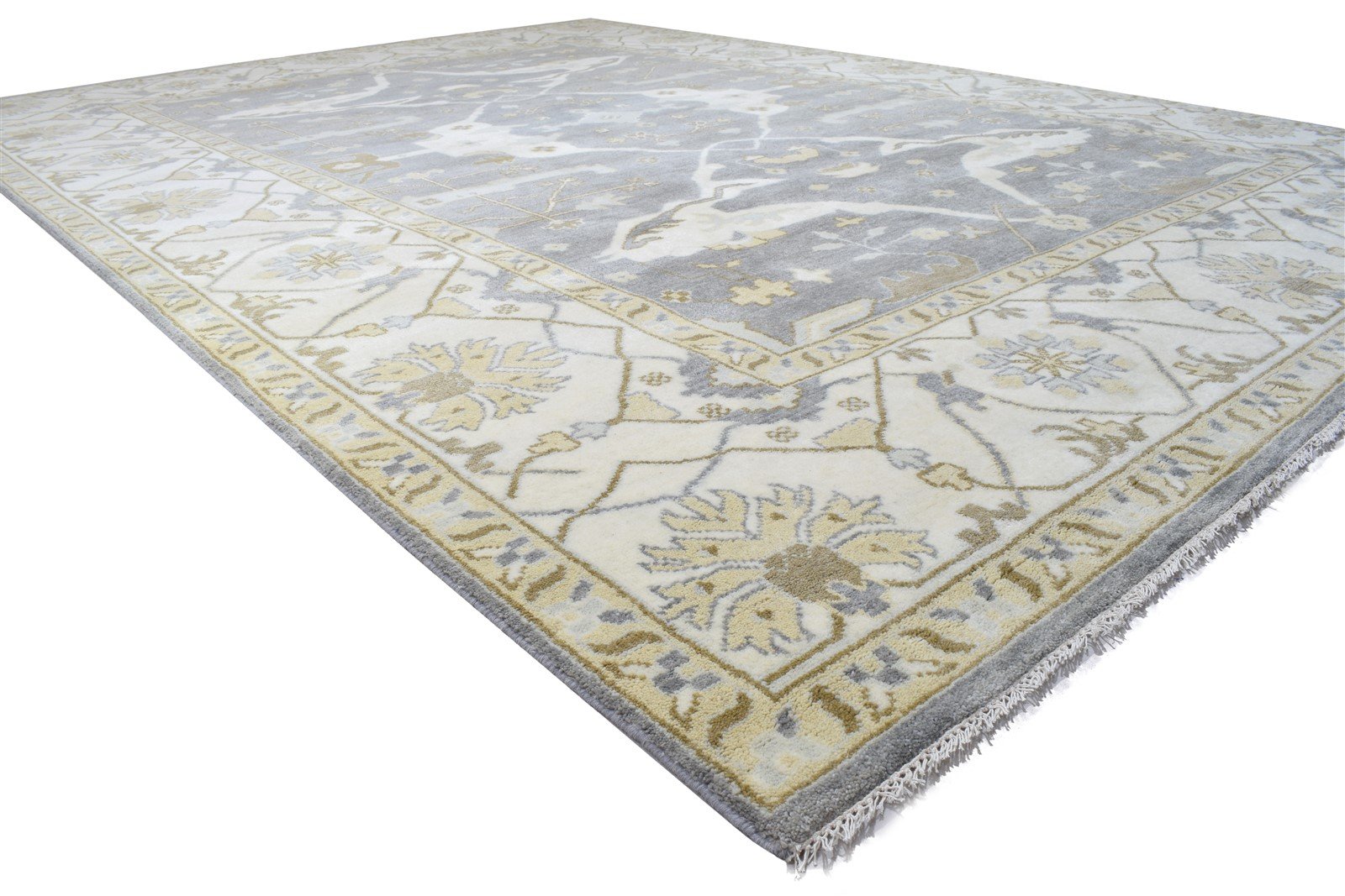 Cathlene 10' X 14' Rug Wool Blue Persien Hand Knotted Oushak Oriental 7864327209109