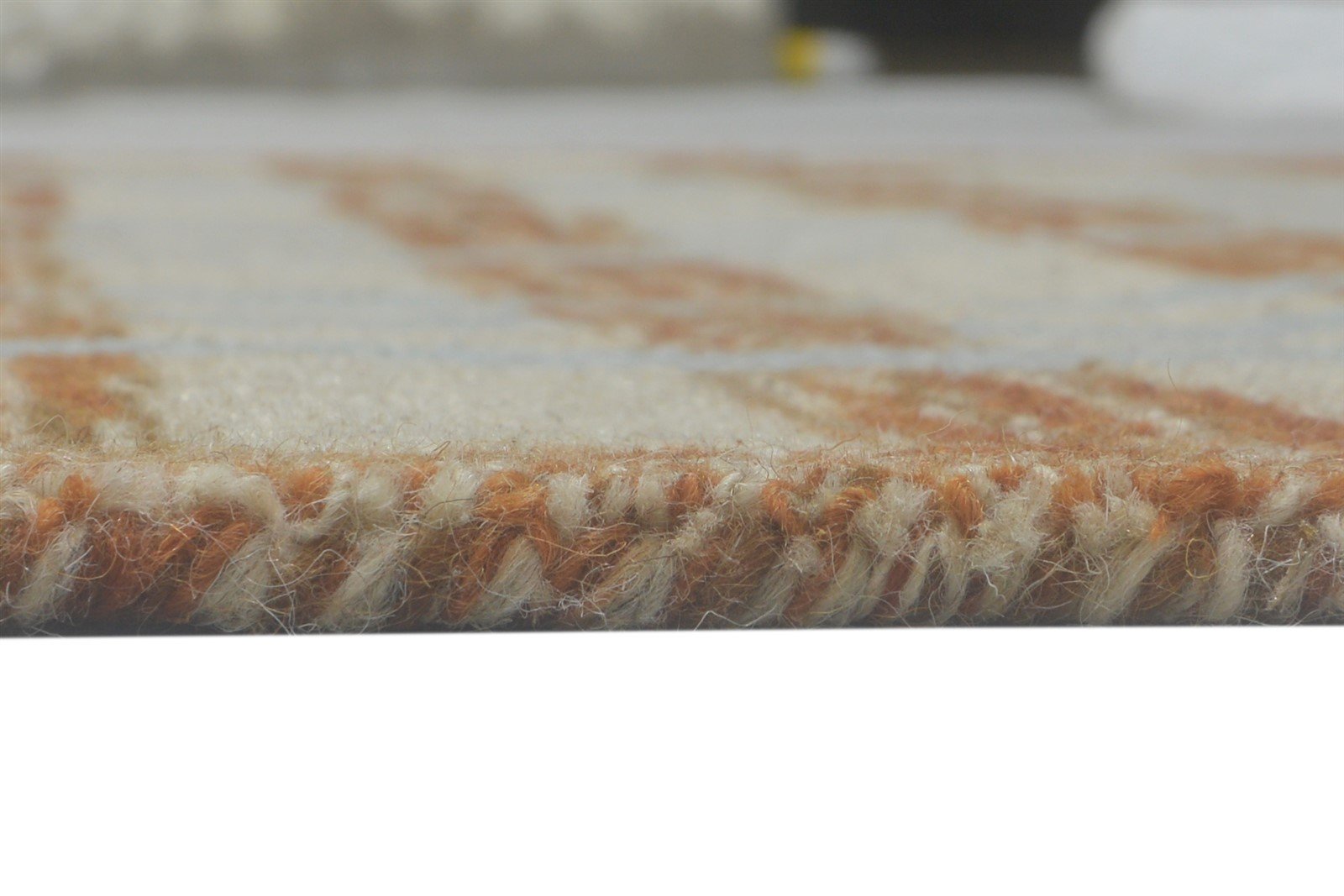 100% Wool Art Silk Beige Rug 5X8 Modern Hand Tufted Scandinavian Geometric Room Size 7864083349653