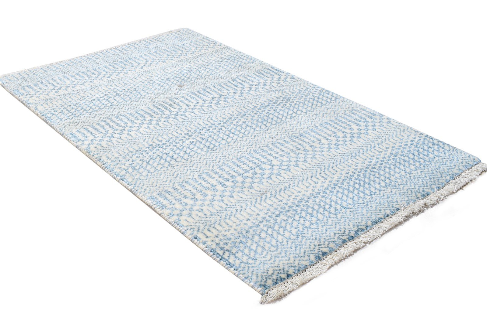 100% Wool / Art Silk Charcoal Rug 2X3 Modern Hand Knotted Scandinavian Grass Trellis Small 7864316166293