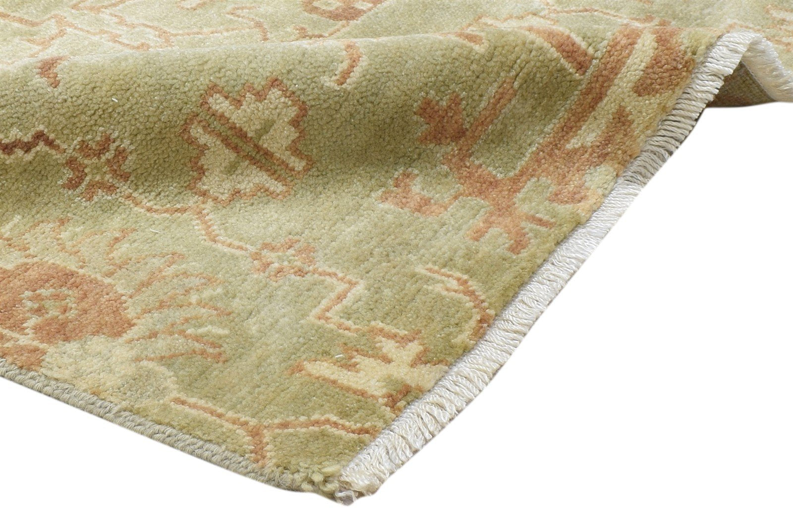 100% Wool Art Silk Green Rug 3X3 Persian Hand Knotted Oushak Oriental Room Size 7864087445653