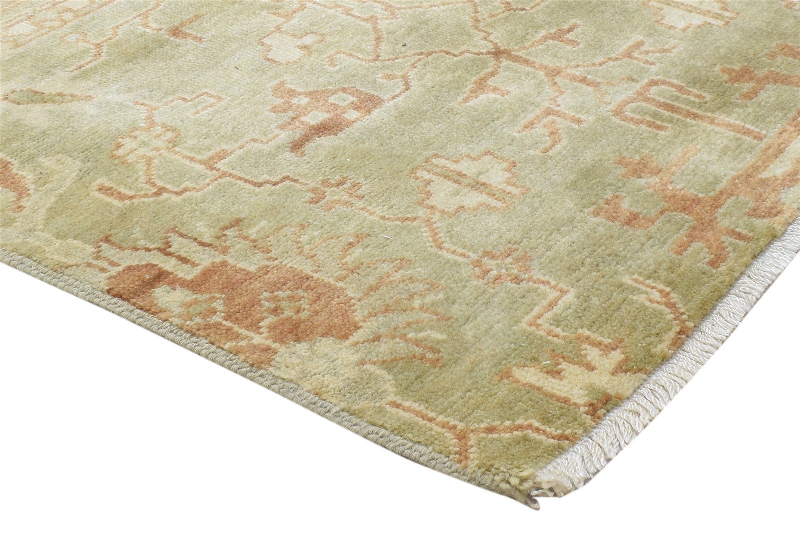 100% Wool Art Silk Green Rug 3X3 Persian Hand Knotted Oushak Oriental Room Size 7864087445653