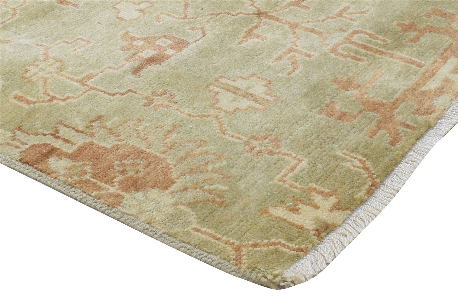 100% Wool Art Silk Green Rug 3X3 Persian Hand Knotted Oushak Oriental Room Size 7864087445653