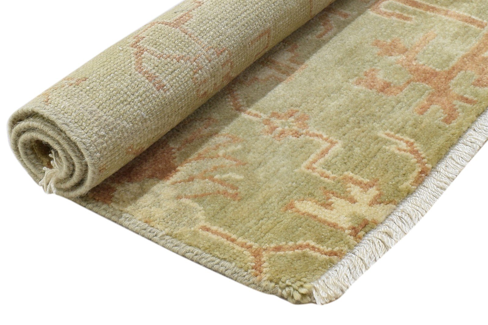 100% Wool Art Silk Green Rug 3X3 Persian Hand Knotted Oushak Oriental Room Size 7864087445653