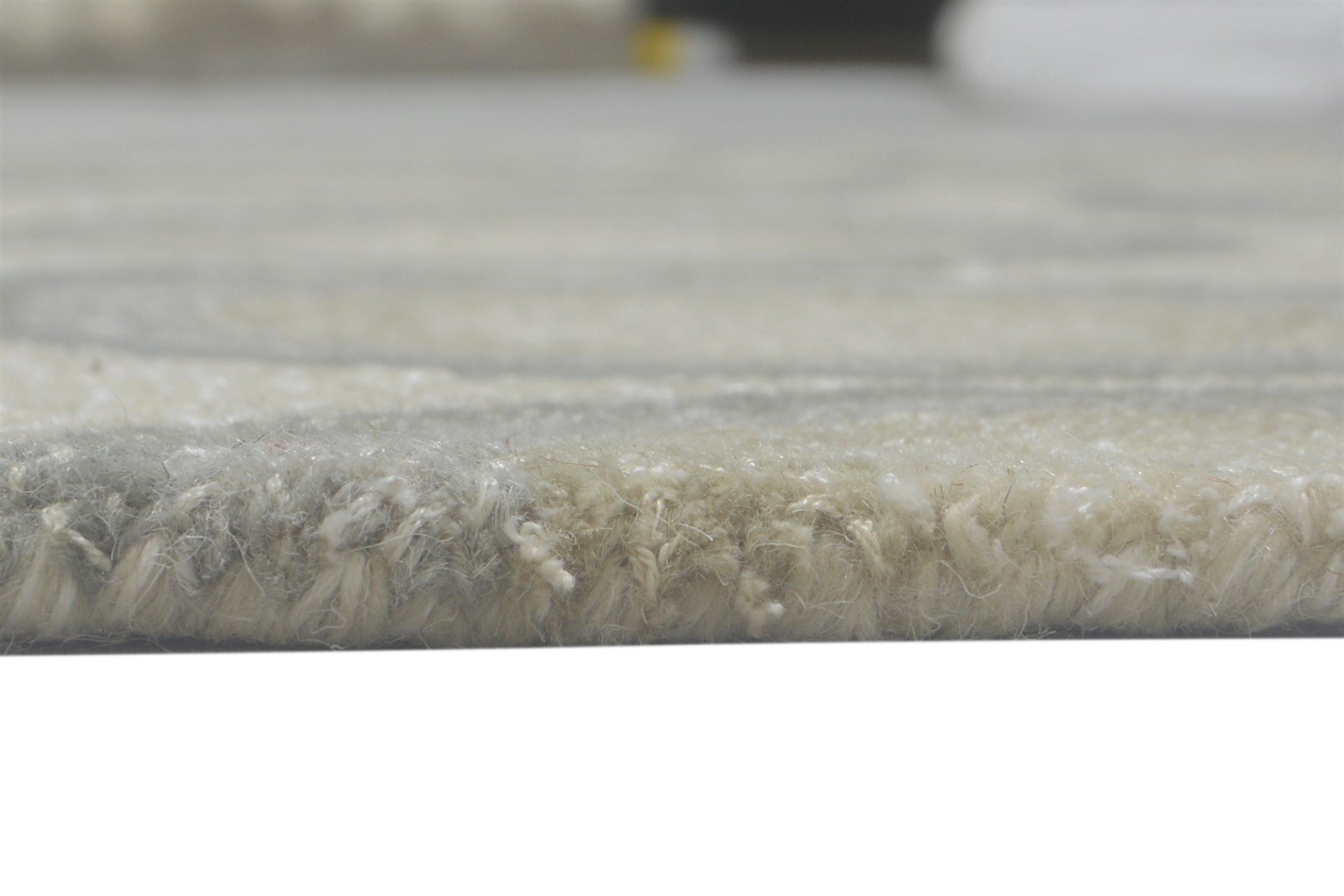 100% Wool / Art Silk Grey Rug 5X8 Modern Hand Tufted Indian Circles Room Size 7864083906709
