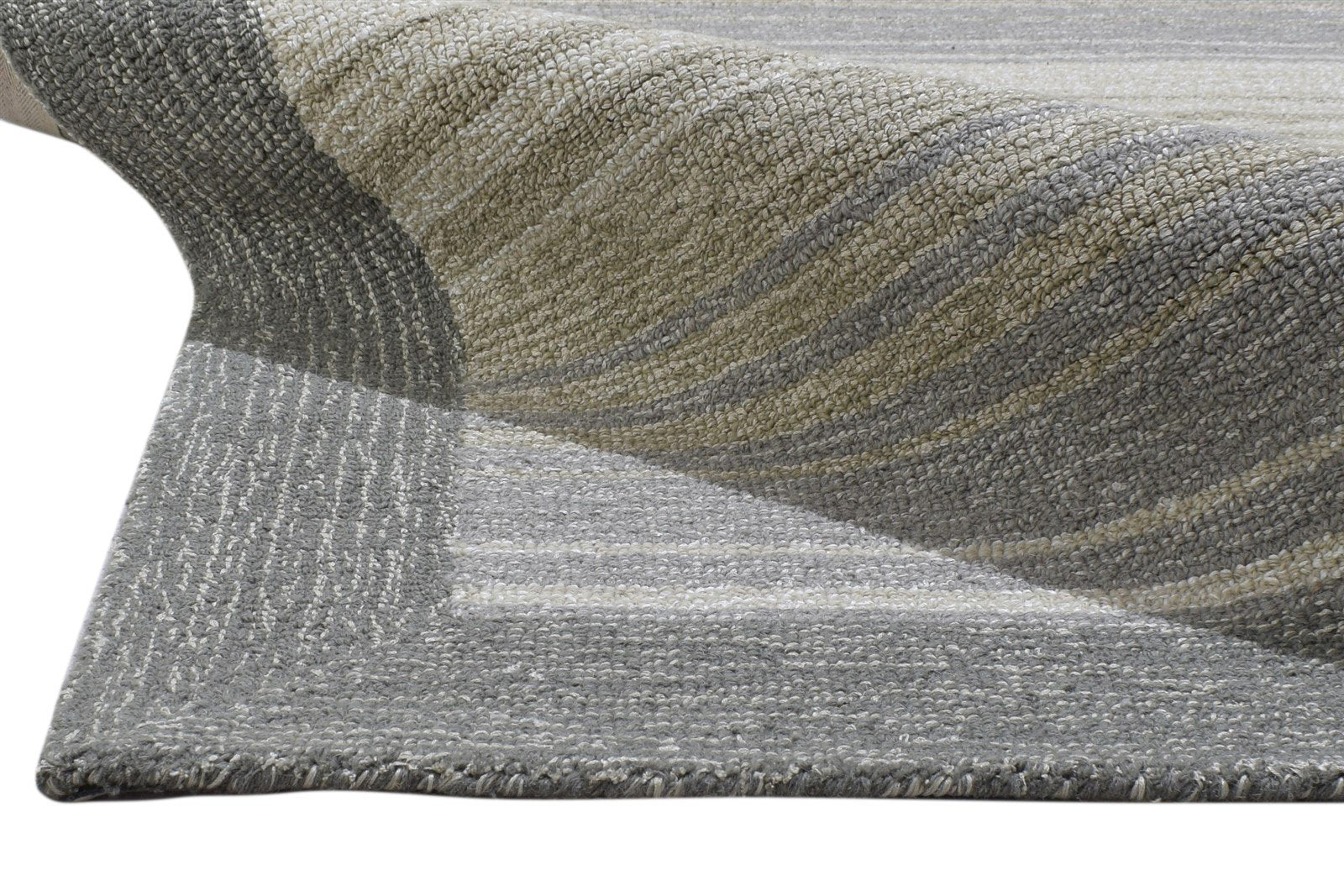 100% Wool / Art Silk Grey Rug 5X8 Modern Hand Tufted Scandinavian Bordered Room Size 7864085053589