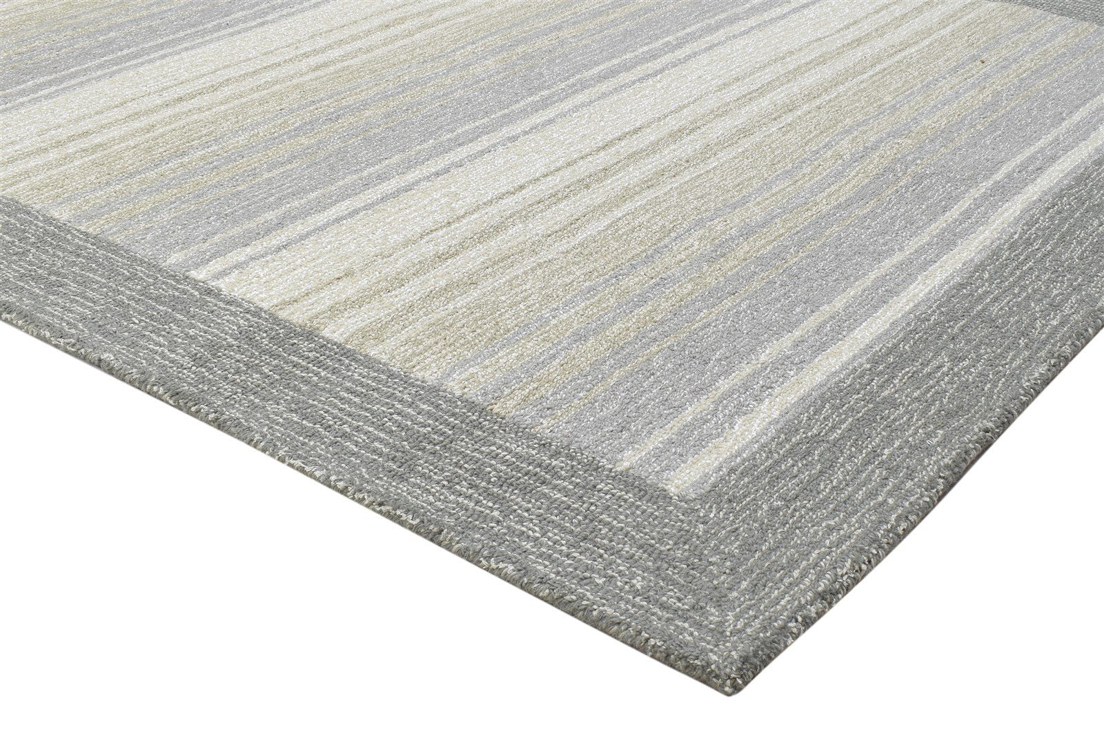100% Wool / Art Silk Grey Rug 5X8 Modern Hand Tufted Scandinavian Bordered Room Size 7864085053589