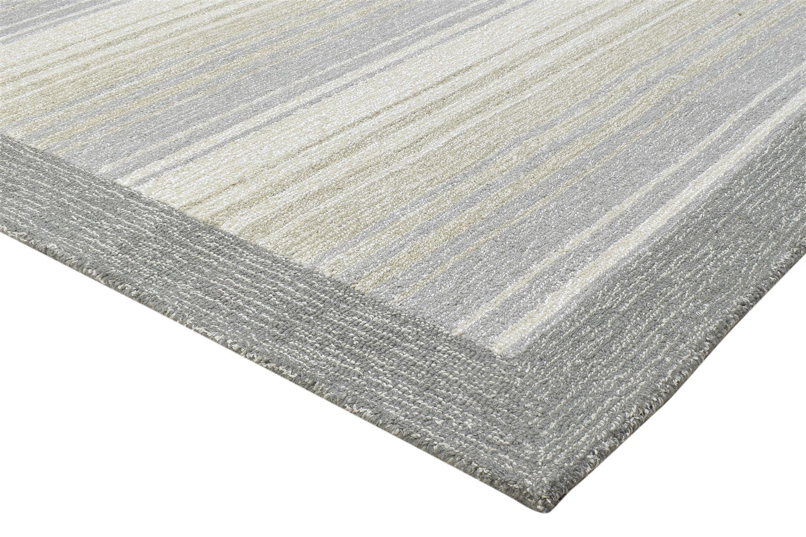 100% Wool / Art Silk Grey Rug 5X8 Modern Hand Tufted Scandinavian Bordered Room Size 7864085053589