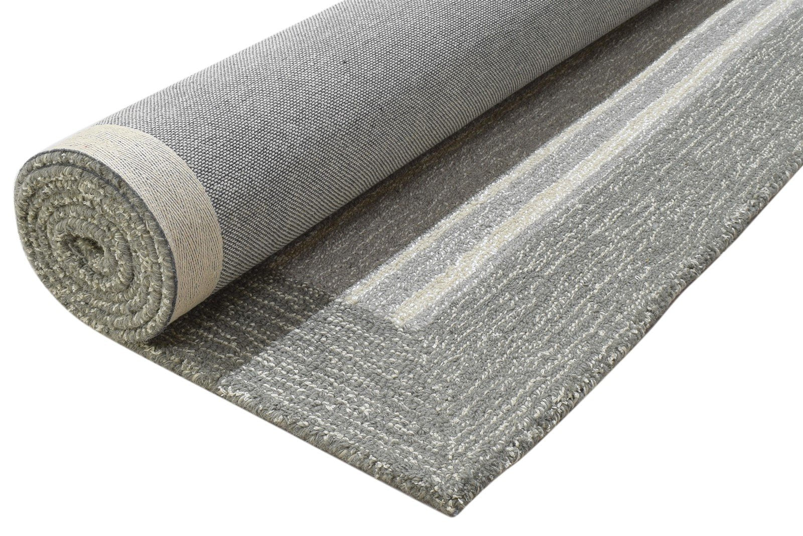 100% Wool / Art Silk Grey Rug 5X8 Modern Hand Tufted Scandinavian Bordered Room Size 7864085053589