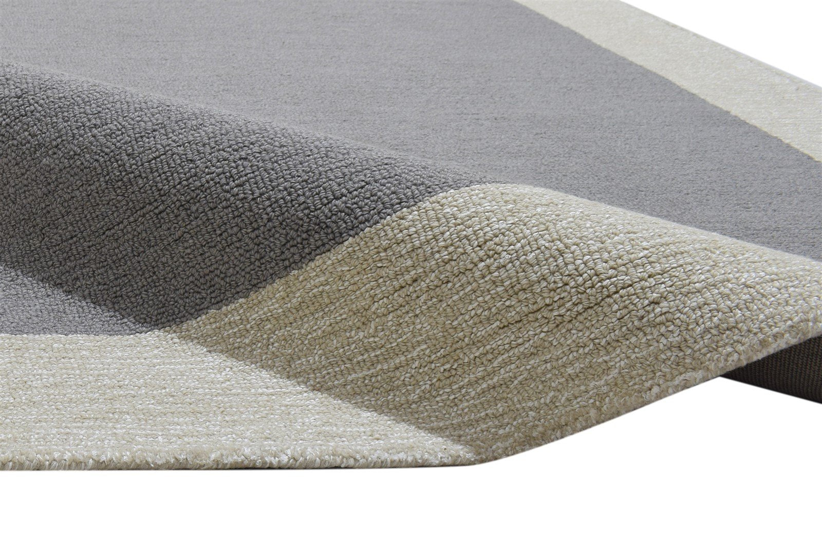 100% Wool / Art Silk Grey Rug 5X8 Modern Hand Tufted Scandinavian Bordered Room Size 7864085414037