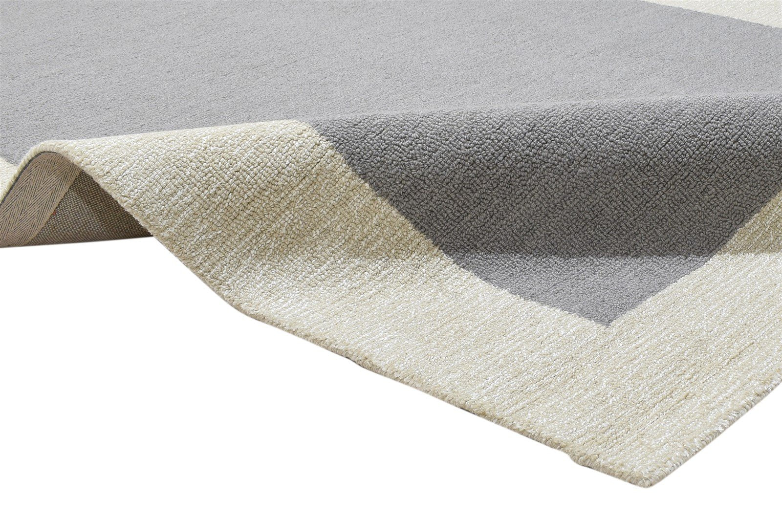 100% Wool / Art Silk Grey Rug 5X8 Modern Hand Tufted Scandinavian Bordered Room Size 7864085414037