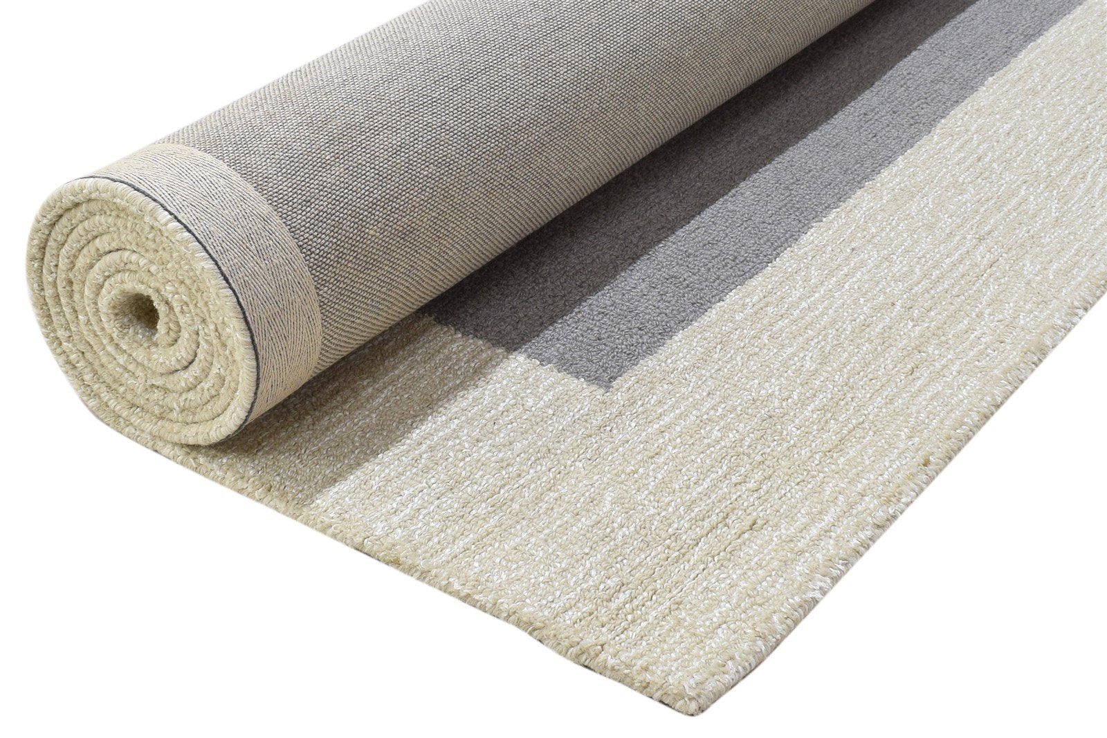 100% Wool / Art Silk Grey Rug 5X8 Modern Hand Tufted Scandinavian Bordered Room Size 7864085414037